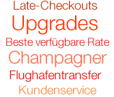 Spätes Check-out, Upgrades, beste verfügbare Rate, Champagner, Flughafentransfer, Kundenservice